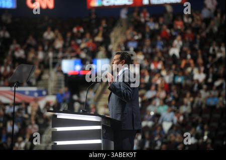 CLEVELAND, OH - 19 JUILLET : Donald Trump Jr le deuxième jour de la Convention nationale républicaine le 19 juillet 2016 à la Quicken Loans Arena de Cleveland, Ohio. On estime que 50 000 personnes sont attendues à Cleveland, dont des centaines de manifestants et de membres des médias... personnes : Donald Trump Jr. (crédit image : © SMG via ZUMA Wire) Banque D'Images