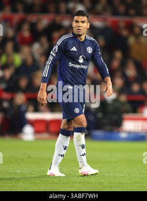 Nottingham, Royaume-Uni. 01st Apr, 2025. Casemiro (MU) au Nottingham Forest v Manchester United, EPL match, au City Ground, Nottingham, Notts., le 1er avril 2025. Crédit : Paul Marriott/Alamy Live News Banque D'Images