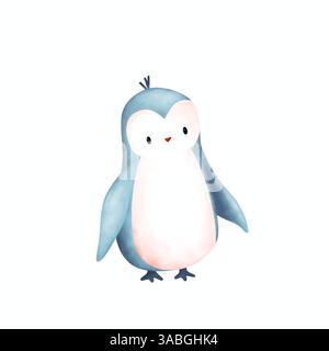 Mignon bébé pingouin clipart dessin animé. Illustration arctique animale isolée. Anniversaire enfants événement célébrer Banque D'Images