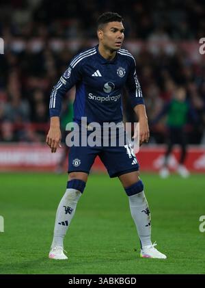Nottingham, Royaume-Uni. 01st Apr, 2025. NOTTINGHAM, ANGLETERRE - 1er AVRIL : Casemiro de Manchester United pendant le match de premier League entre Nottingham Forest et Manchester United au City Ground le 1er avril 2025 à Nottingham, Angleterre. (Paul Bonser/Sports Press photo/SPP) crédit : SPP Sport Press photo. /Alamy Live News Banque D'Images