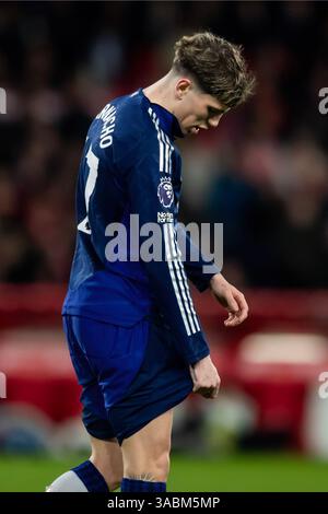 The City Ground, Nottingham, Royaume-Uni. 1er avril 2025. Premier League Football, Nottingham Forest versus Manchester United ; Manchester United Alejandro Garnacho crédit : action plus Sports/Alamy Live News Banque D'Images