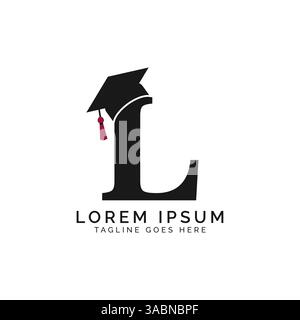 Lettre l avec logo de chapeau de graduation. Alphabet l icône chapeau d'éducation Illustration de Vecteur