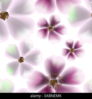 Motif sans couture rose et blanc fleurs dégradé. dessin à la main. Pas ai, illustration vectorielle Illustration de Vecteur