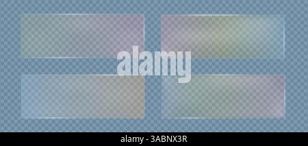 Rectangles transparents en verre couleur arc-en-ciel dégradé avec texture polycarbonate éblouissante, cadres géométriques flous de texture en verre, illustration vectorielle Illustration de Vecteur