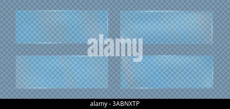 Rectangles transparents en verre couleur arc-en-ciel dégradé avec texture polycarbonate éblouissante, cadres géométriques flous de texture en verre, illustration vectorielle Illustration de Vecteur