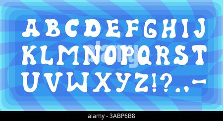 Lettres rave de police groovy. concept de type psychédélique des années 70 sur fond bleu, Illustration de Vecteur