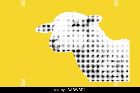 Illustration stylisée de mouton sur fond jaune Illustration de Vecteur