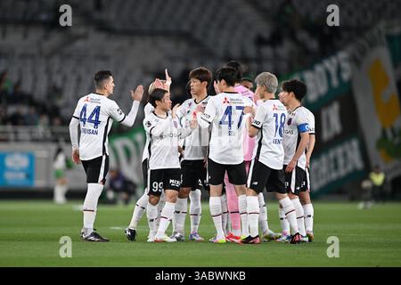 Stade Ajinomoto, Tokyo, Japon. 2 avril 2025. Équipe FCFC Tokyo, 2 AVRIL 2025 - Football/Football : match de Ligue J1 2025 entre Tokyo Verdy 2-2 FC Tokyo au stade Ajinomoto, Tokyo, Japon. Crédit : MATSUO. K/AFLO SPORT/Alamy Live News Banque D'Images
