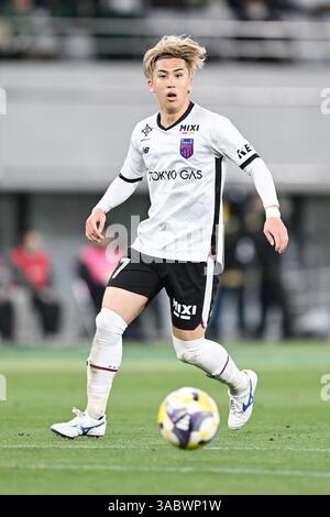 Stade Ajinomoto, Tokyo, Japon. 2 avril 2025. Soma Anzai (FC Tokyo), 2 AVRIL 2025 - Football/Football : match de Ligue J1 2025 entre Tokyo Verdy 2-2 FC Tokyo au stade Ajinomoto, Tokyo, Japon. Crédit : MATSUO. K/AFLO SPORT/Alamy Live News Banque D'Images