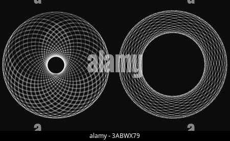 Deux cercles, dont l'un est un peu plus petit que l'autre. Les cercles sont blancs et semblent abstraits Illustration de Vecteur
