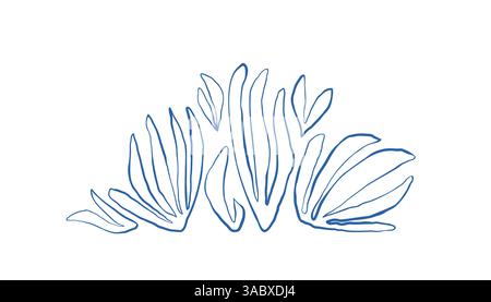 Silhouette d'algues de l'illustration de doodle dessinée à la main. Vacances d'été de la vie marine sous-marine. Algues bleues, ensemble d'éléments de conception d'algues Illustration de Vecteur