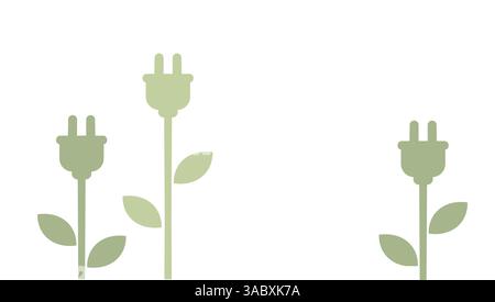 Concept énergétique respectueux de l'environnement avec des prises semblables à des plantes. L’énergie verte représentée par des prises électriques ressemblant à des plantes symbolisant l’innovation écologique Illustration de Vecteur