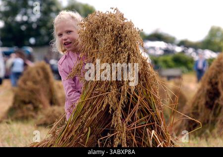 12 août 2007 - Moynalty, Kells, County Meath, Irlande - Charlotte Bartels, originaire de Hollande, est photographiée au Moynalty Steam Threshing Festival. Présenté comme une célébration des jours passés, de la puissance du cheval et de la vapeur, voitures anciennes, tracteurs, machines tirées par des chevaux, moteurs à huile, stands de commerce, artisanat, foire funiculaire, sidehows, musique et danse. Country Living des années passées est présenté de manière unique et reconstitué dans une série de démonstrations et d'expositions. (Crédit image : © Barry Cronin/ZUMA Press) Banque D'Images