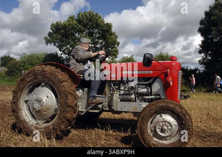 12 août 2007 - Moynalty, Kells, comté de Meath, Irlande - Tommy Sheridan de Moynalty, comté de Meath, photographié au Moynalty Steam Threshing Festival. Présenté comme une célébration des jours passés, de la puissance du cheval et de la vapeur, voitures anciennes, tracteurs, machines tirées par des chevaux, moteurs à huile, stands de commerce, artisanat, foire funiculaire, sidehows, musique et danse. Country Living des années passées est présenté de manière unique et reconstitué dans une série de démonstrations et d'expositions. (Crédit image : © Barry Cronin/ZUMA Press) Banque D'Images