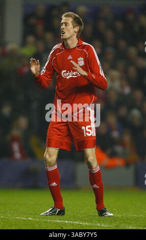 19 février 2008 : Peter Crouch de Liverpool lors du match de première manche de l'UEFA Champions League entre l'Inter Milan et Liverpool à Anfield, Liverpool, Angleterre (crédit image : © Cal Sport Media/ZUMA Press) Banque D'Images