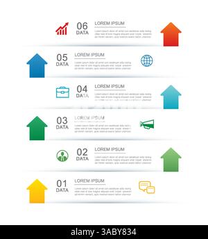 6 modèle de disposition d'index d'onglet infographie de données. Arrière-plan abstrait d'affaires d'illustration. Illustration de Vecteur