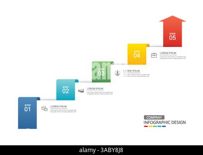 5 modèle de disposition d'index d'onglet infographie de données. Arrière-plan abstrait d'affaires d'illustration. Illustration de Vecteur