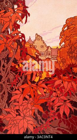 Herbstlandschaft stilisiert, paysage d'automne stylisé par Franz Waldraff tiré du décoratif Vorbilder XVII, 1906 Banque D'Images