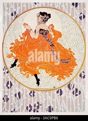 Danseuse Tanzerin, femme dansant Can-Can, design de Remigius Geyling de Decorative Vorbilder XVII, 1906 Banque D'Images