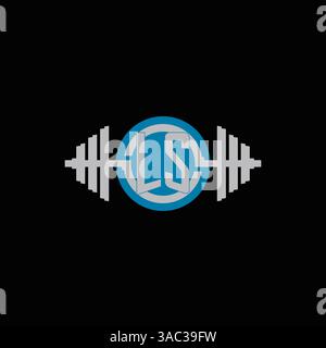 Conception initiale de logo LS avec haltère géométrique et graphique vectoriel d'icône de ligne de cercle Illustration de Vecteur