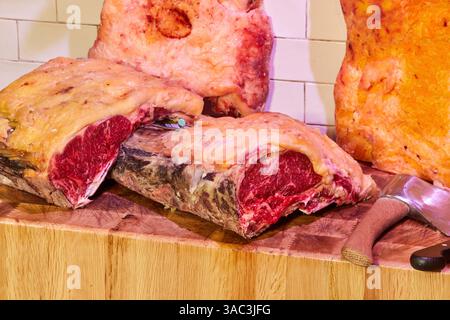 Bande de côtelettes de bœuf, restaurant grill, Gipuzkoa, pays Basque, Espagne Banque D'Images