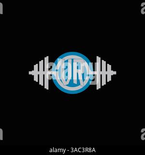 Conception initiale de logo VR avec haltère géométrique et graphique vectoriel d'icône de ligne de cercle Illustration de Vecteur