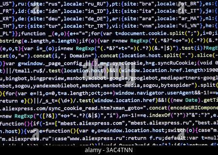 Écran de codage de programmation, écran de codage de développeur Web Banque D'Images