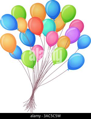 Grand bouquet de ballons colorés, illustration vectorielle Illustration de Vecteur