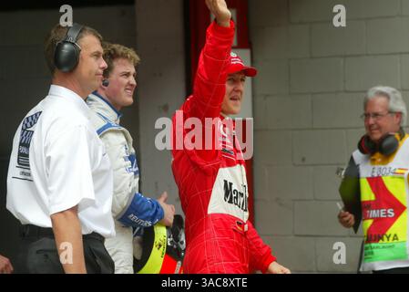 Michael Schumacher (GER) Ferrari a encore volé la pole tard dans la session. Frère Ralf (GER) Williams est arrivé troisième..Grand Prix d'Espagne, Barcelone, 27 avril 2002..IMAGE NUMÉRIQUE. (Crédit image : ©Sutton Motorsports/ZUMA Press) Banque D'Images