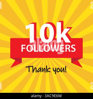 Effet de texte de style vectoriel merci 10k followers et abonnés template Illustration de Vecteur