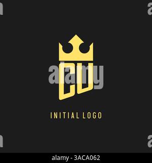 Forme de couronne de bouclier de logo de monogramme CU, graphique vectoriel de style de logo initial élégant et luxueux Illustration de Vecteur