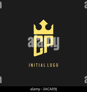 Forme de couronne de bouclier de logo de monogramme CP, graphique vectoriel de style de logo initial élégant et luxueux Illustration de Vecteur
