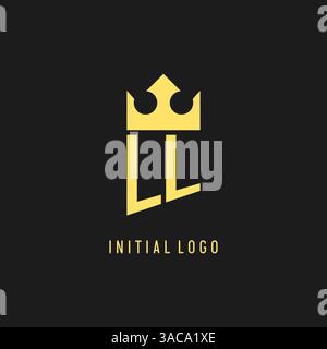 Forme de couronne de bouclier de logo Monogram LL, graphique vectoriel de style de logo initial élégant et luxueux Illustration de Vecteur