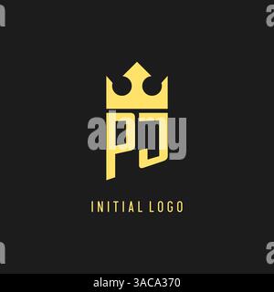 Forme de couronne de bouclier de logo PJ de monogramme, graphique vectoriel de style de logo initial élégant et luxueux Illustration de Vecteur