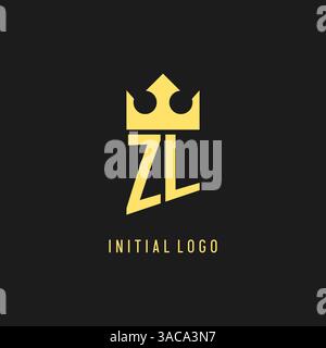 Forme de couronne de bouclier de logo de monogramme ZL, graphique vectoriel de style de logo initial élégant et luxueux Illustration de Vecteur