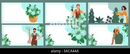 Collection de bannières présentant des thèmes de jardinage Illustration de Vecteur