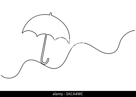 Illustration vectorielle continue à une ligne parapluie et illustration vectorielle de contour isolé Illustration de Vecteur