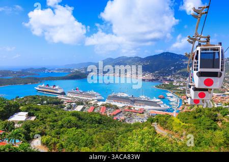 Caraïbes, St Thomas des îles Vierges américaines. Vue panoramique. Banque D'Images