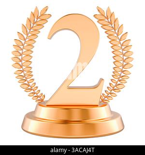 Première place, coupe trophée en or. Rendu 3D isolé sur fond blanc Banque D'Images