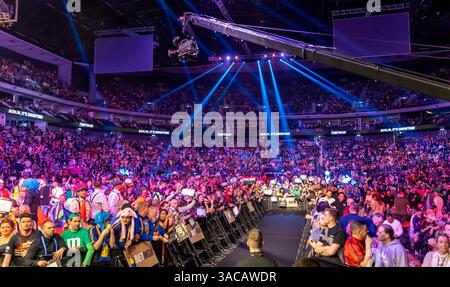 Berlin, Allemagne. 03rd Apr, 2025. Fléchettes : premier League, match à Berlin, Uber Arena. Vue sur l'arène. Crédit : Andreas Gora/dpa/Alamy Live News Banque D'Images