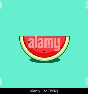 Slice Watermelon illustration vectorielle dessin animé plat Illustration de Vecteur