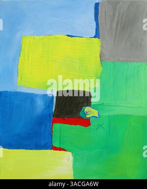 Art abstrait moderne - illustration de la peinture contemporaine originale Square composition colorée Banque D'Images