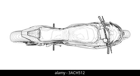 Une moto est représentée dans un dessin noir et blanc. La moto est un modèle moderne et est montré de ce qui précède Illustration de Vecteur