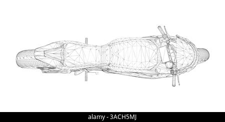 Une moto est représentée dans un dessin noir et blanc. La moto est un modèle moderne et est montré de ce qui précède Illustration de Vecteur