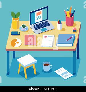 Dessin montrant des fichiers dans des classeurs dans un environnement de bureau Illustration de Vecteur
