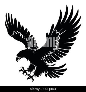 Illustration vectorielle silhouette d'aigle avec un design audacieux et majestueux. Isolé sur fond blanc. Parfait pour les logos, les icônes et les projets graphiques. Illustration de Vecteur