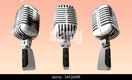 Vintage microphone 3D rendu 8K. Banque D'Images
