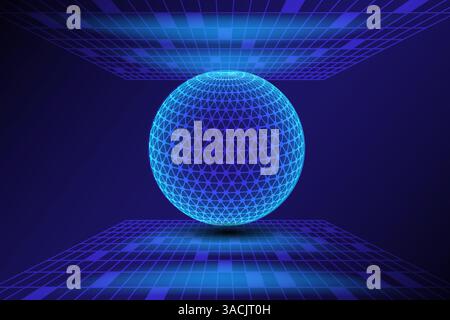 Technologie abstraite connexion de réseau mondial point de carte du monde sur la ligne, concept d'affaires global, illustration vectorielle Illustration de Vecteur