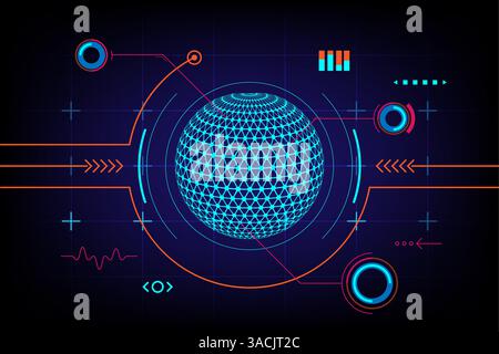 Concept de conception de tableau de bord de communication de technologie mondiale numérique abstrait, illustration vectorielle Illustration de Vecteur