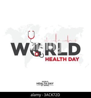 sécurité, 7 avril, environnement, malade, soins de santé, cœur de stéthoscope, jour du médecin, concept de santé, journée mondiale de la santé, médical, concept de journée mondiale de la santé, vec Illustration de Vecteur